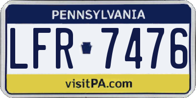 PA license plate LFR7476