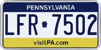 PA license plate LFR7502