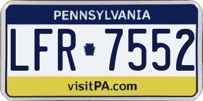 PA license plate LFR7552