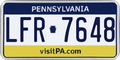 PA license plate LFR7648