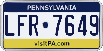 PA license plate LFR7649