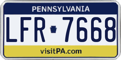 PA license plate LFR7668