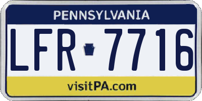 PA license plate LFR7716