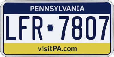 PA license plate LFR7807
