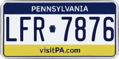 PA license plate LFR7876
