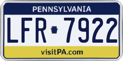 PA license plate LFR7922