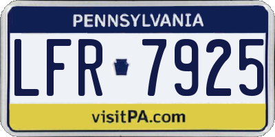 PA license plate LFR7925