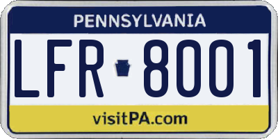 PA license plate LFR8001