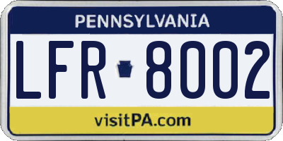PA license plate LFR8002