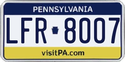 PA license plate LFR8007