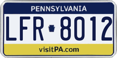 PA license plate LFR8012