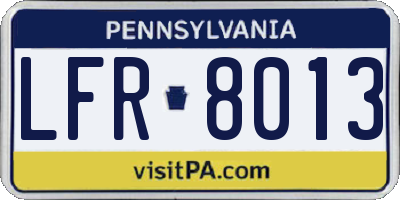 PA license plate LFR8013