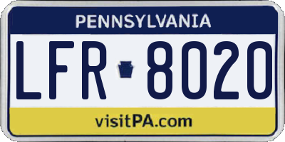 PA license plate LFR8020
