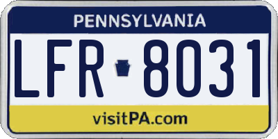 PA license plate LFR8031