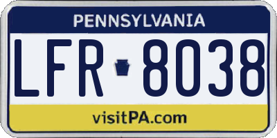 PA license plate LFR8038
