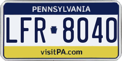 PA license plate LFR8040