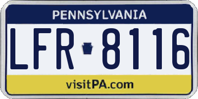 PA license plate LFR8116