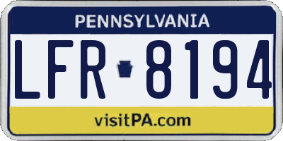 PA license plate LFR8194