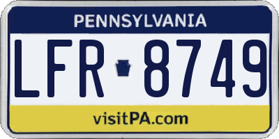 PA license plate LFR8749