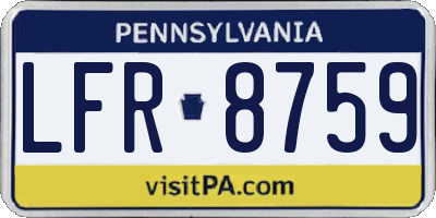 PA license plate LFR8759