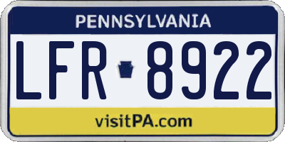 PA license plate LFR8922