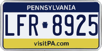 PA license plate LFR8925