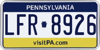 PA license plate LFR8926