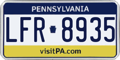 PA license plate LFR8935