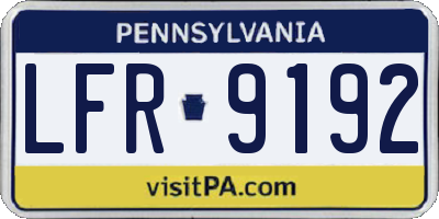 PA license plate LFR9192
