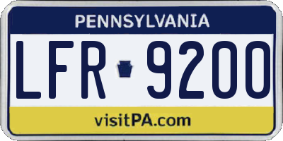 PA license plate LFR9200