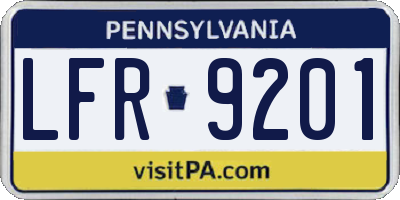 PA license plate LFR9201