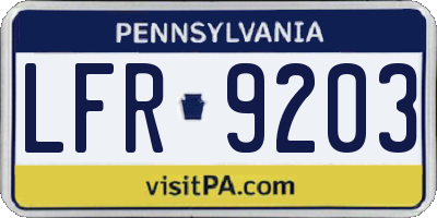 PA license plate LFR9203