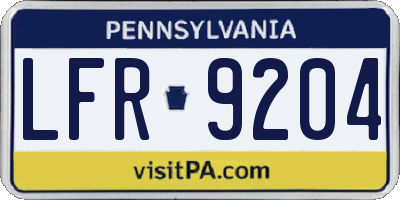 PA license plate LFR9204