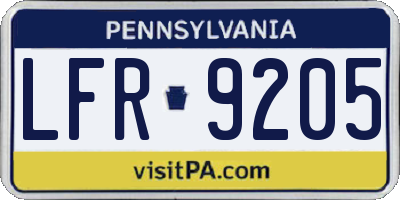 PA license plate LFR9205