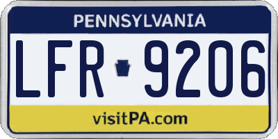 PA license plate LFR9206