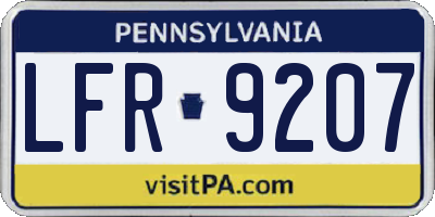 PA license plate LFR9207