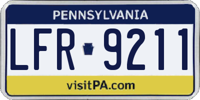 PA license plate LFR9211