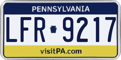 PA license plate LFR9217