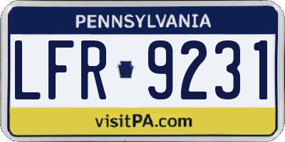 PA license plate LFR9231
