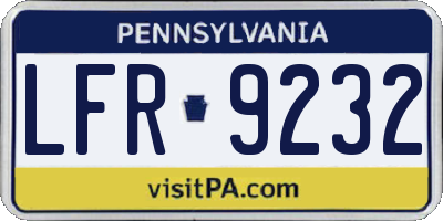 PA license plate LFR9232