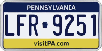 PA license plate LFR9251