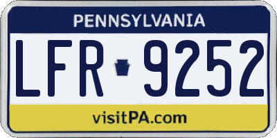 PA license plate LFR9252