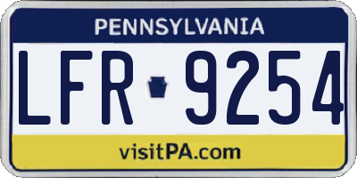 PA license plate LFR9254