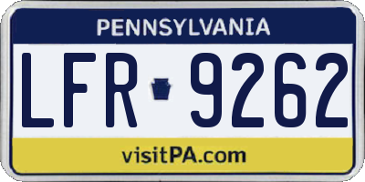 PA license plate LFR9262