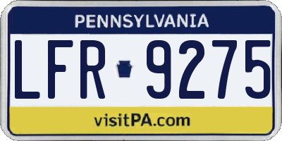 PA license plate LFR9275