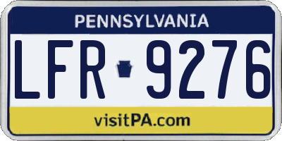 PA license plate LFR9276