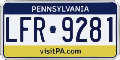 PA license plate LFR9281