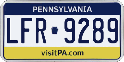 PA license plate LFR9289