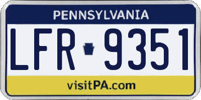 PA license plate LFR9351