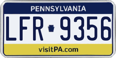 PA license plate LFR9356